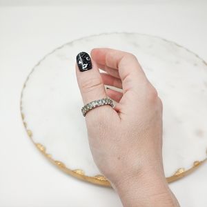 Size 10 large silver color crystal faux gemstone ring